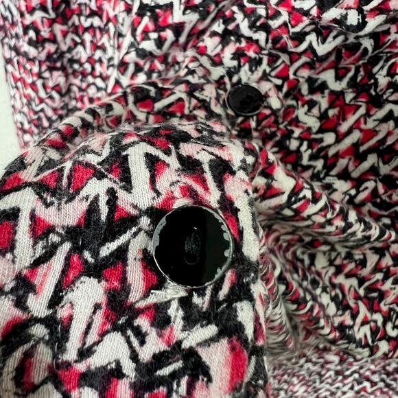 J. Jill Wearever Collection Large Stretch Jersey 3/4 Sleeve V-Neck Top Red Print - Picture 8 of 8